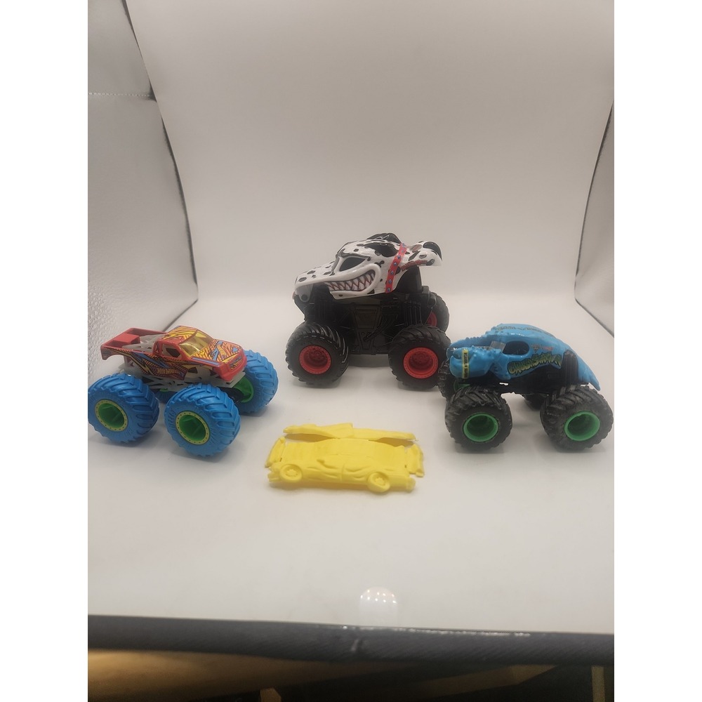 Hot Wheels Monster Trucks Lot of 3 with Yellow Car